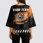 Personalized Wests Tigers Rugby Kimono Sleeve Blouse Tiger Mascot - Sporty Splash Art Style