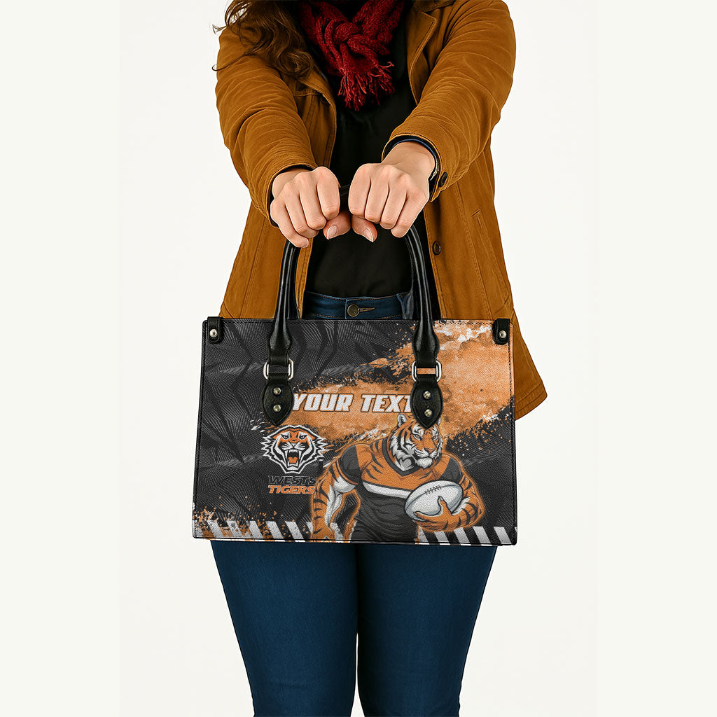 Personalized Wests Tigers Rugby Leather Bag Tiger Mascot - Sporty Splash Art Style