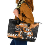 Personalized Wests Tigers Rugby Leather Tote Bag Tiger Mascot - Sporty Splash Art Style