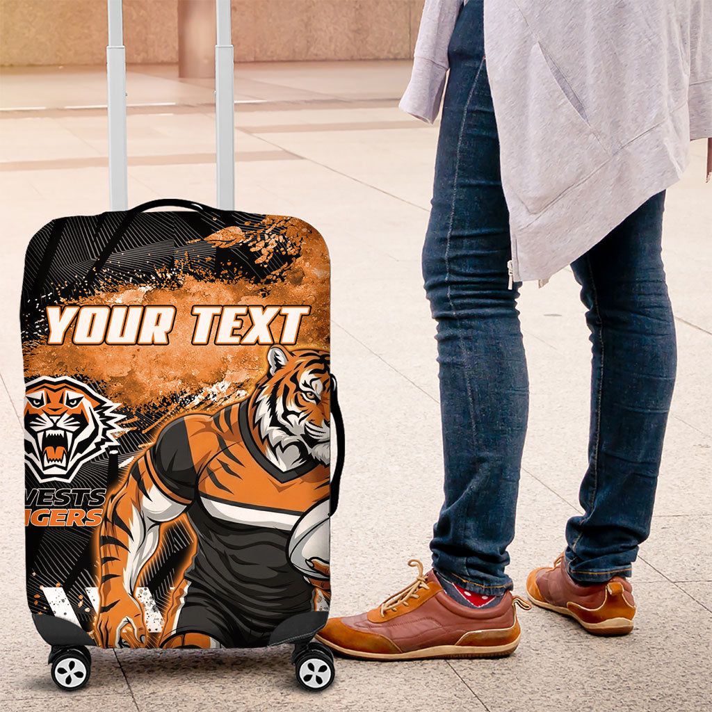 Personalized Wests Tigers Rugby Luggage Cover Tiger Mascot - Sporty Splash Art Style