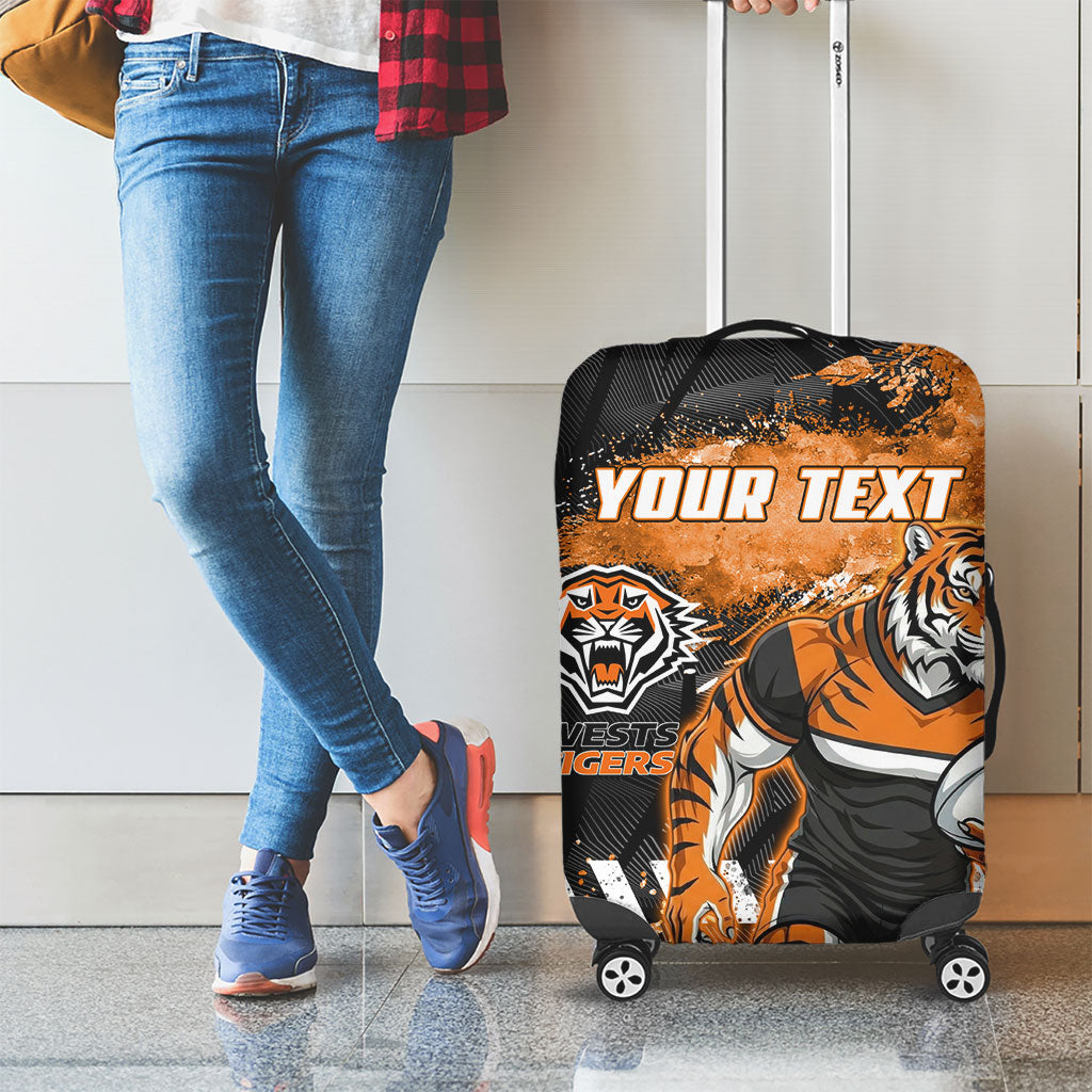 Personalized Wests Tigers Rugby Luggage Cover Tiger Mascot - Sporty Splash Art Style