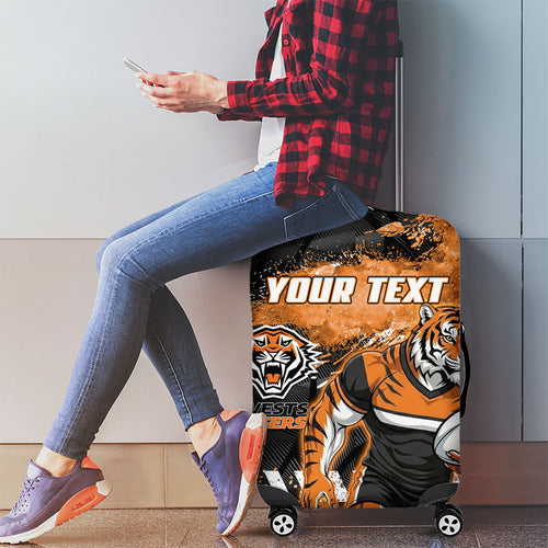 Personalized Wests Tigers Rugby Luggage Cover Tiger Mascot - Sporty Splash Art Style