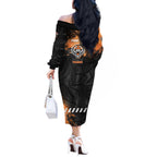 Personalized Wests Tigers Rugby Off The Shoulder Long Sleeve Dress Tiger Mascot - Sporty Splash Art Style