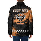 Personalized Wests Tigers Rugby Padded Jacket Tiger Mascot - Sporty Splash Art Style