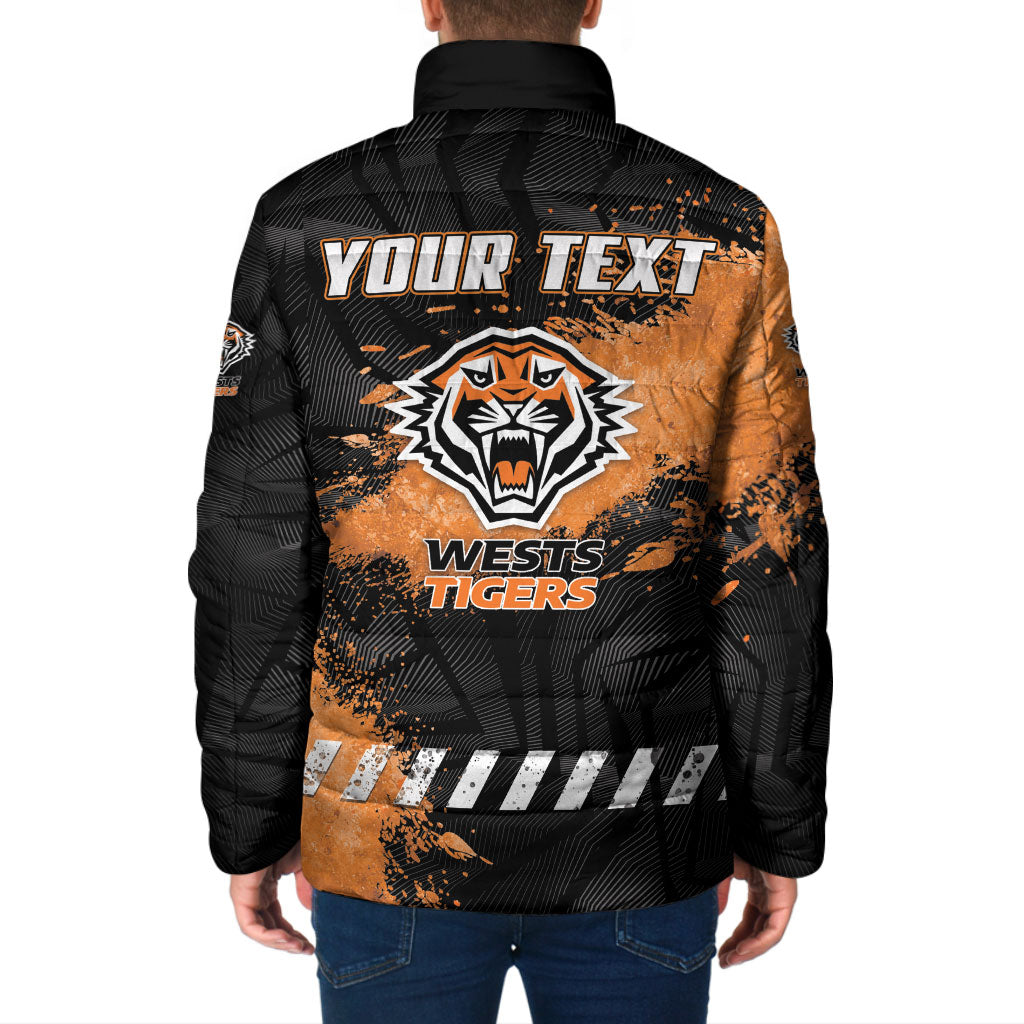 Personalized Wests Tigers Rugby Padded Jacket Tiger Mascot - Sporty Splash Art Style
