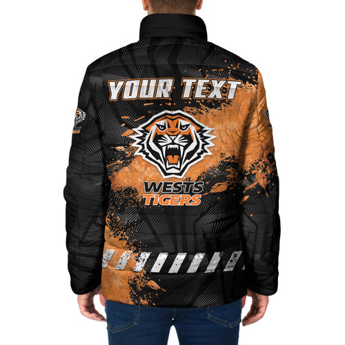 Personalized Wests Tigers Rugby Padded Jacket Tiger Mascot - Sporty Splash Art Style