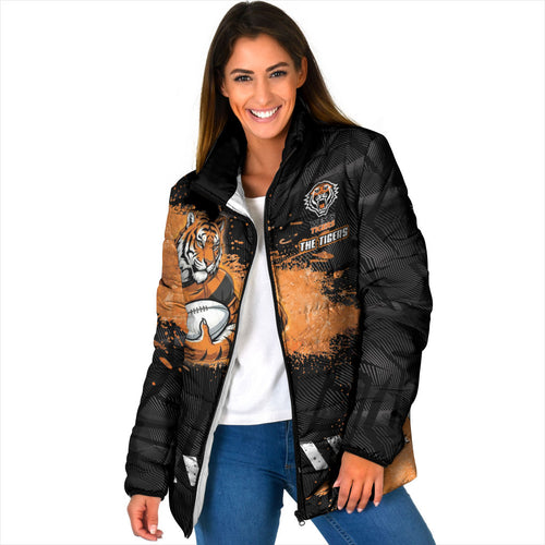 Personalized Wests Tigers Rugby Padded Jacket Tiger Mascot - Sporty Splash Art Style
