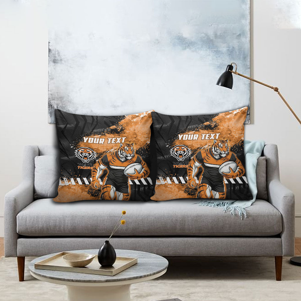 Personalized Wests Tigers Rugby Pillow Cover Tiger Mascot - Sporty Splash Art Style