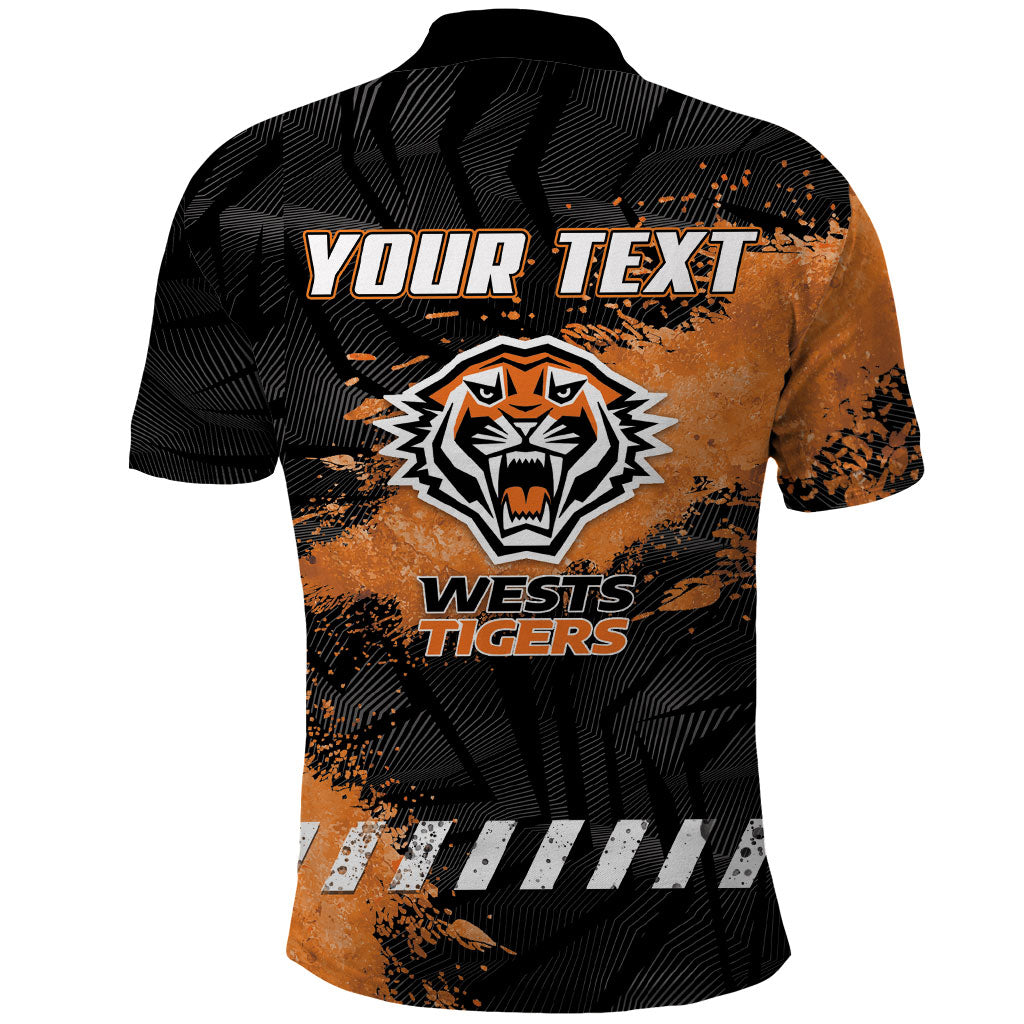 Personalized Wests Tigers Rugby Polo Shirt Tiger Mascot - Sporty Splash Art Style