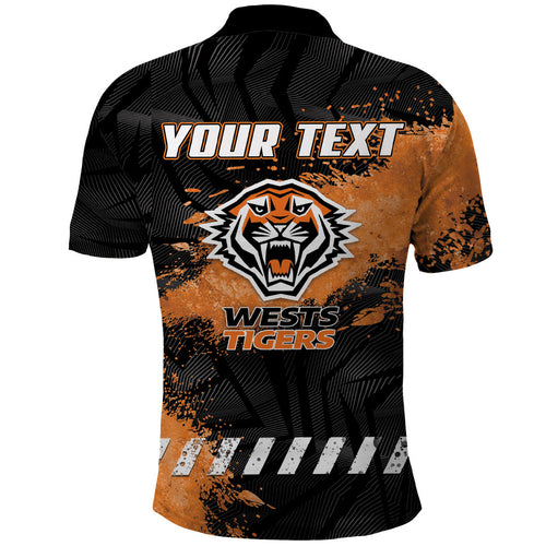 Personalized Wests Tigers Rugby Polo Shirt Tiger Mascot - Sporty Splash Art Style