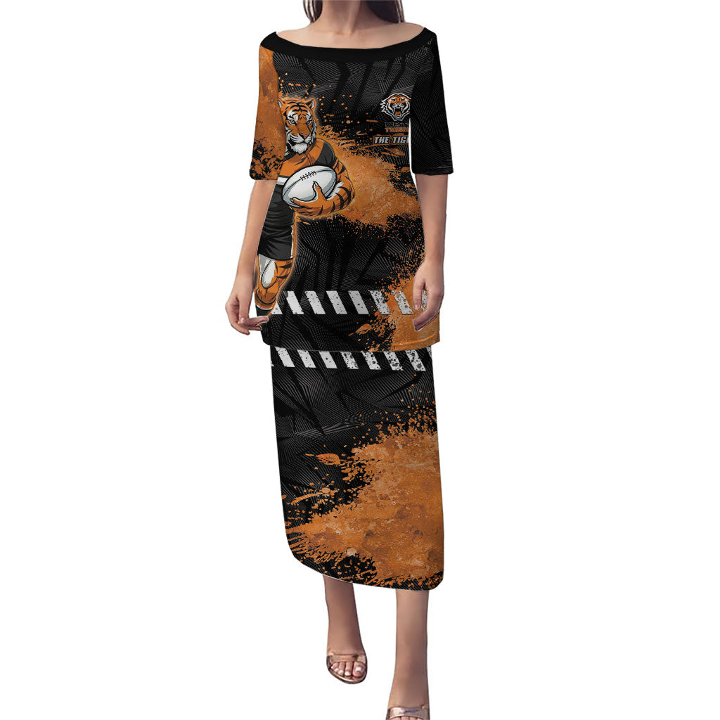 Personalized Wests Tigers Rugby Puletasi Tiger Mascot - Sporty Splash Art Style