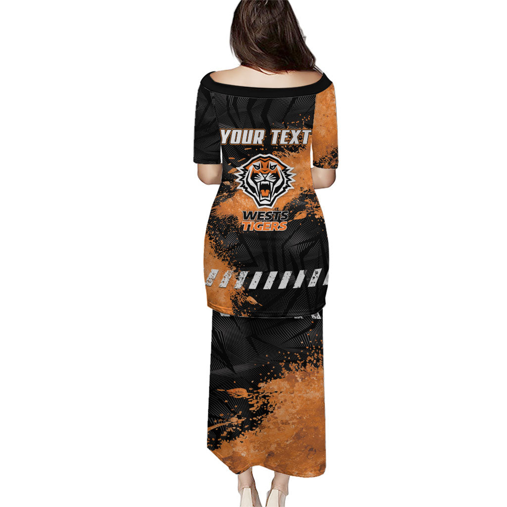 Personalized Wests Tigers Rugby Puletasi Tiger Mascot - Sporty Splash Art Style