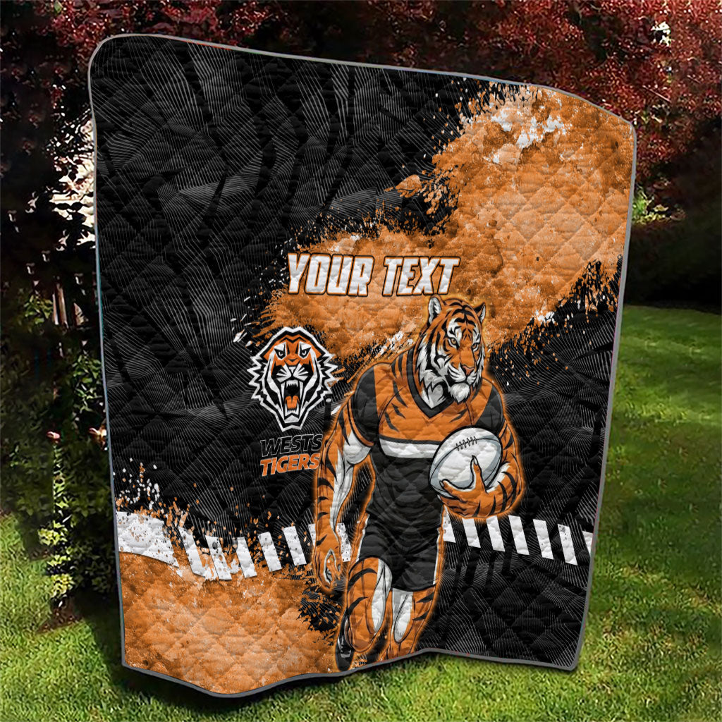 Personalized Wests Tigers Rugby Quilt Tiger Mascot - Sporty Splash Art Style