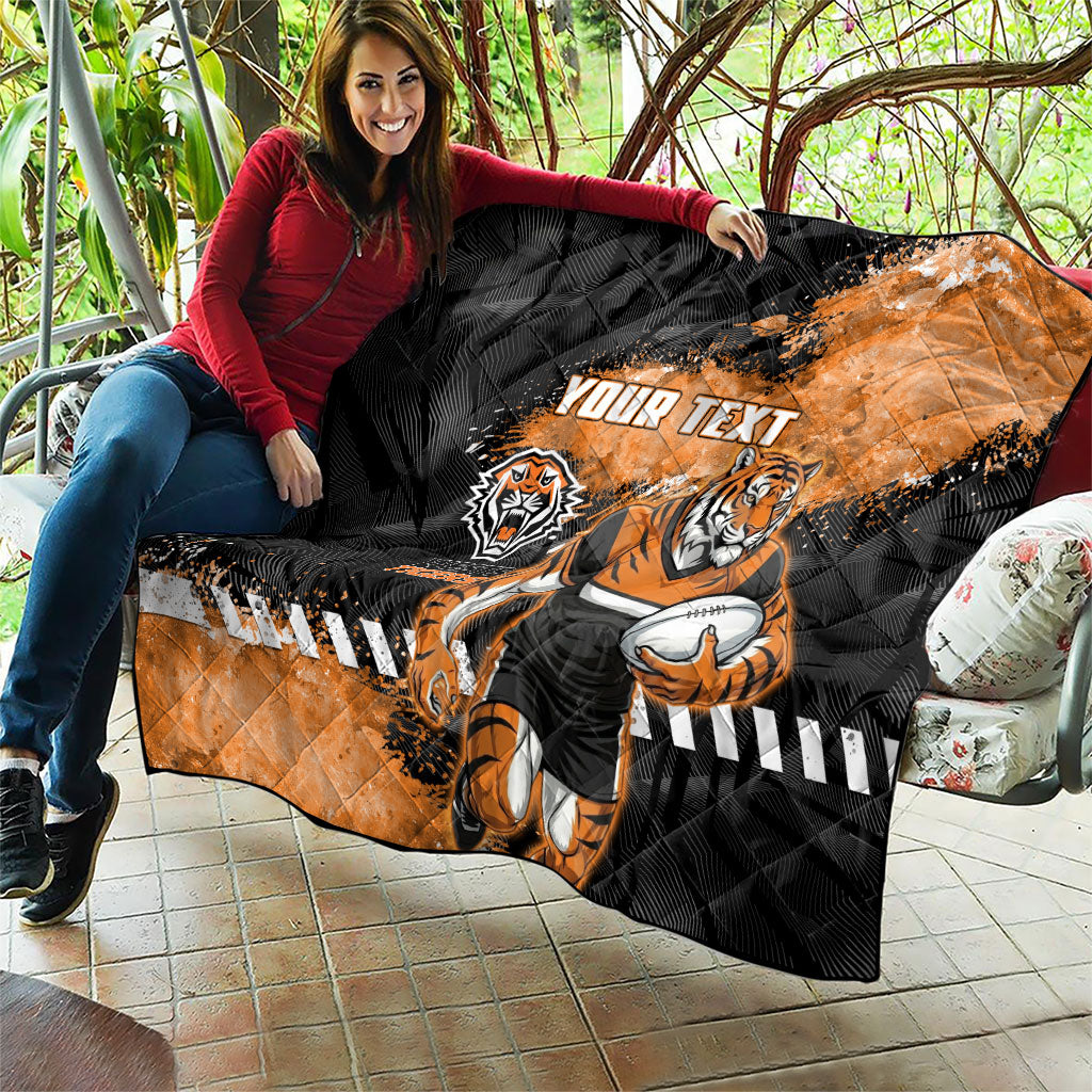 Personalized Wests Tigers Rugby Quilt Tiger Mascot - Sporty Splash Art Style