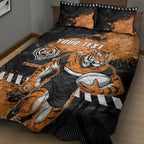 Personalized Wests Tigers Rugby Quilt Bed Set Tiger Mascot - Sporty Splash Art Style