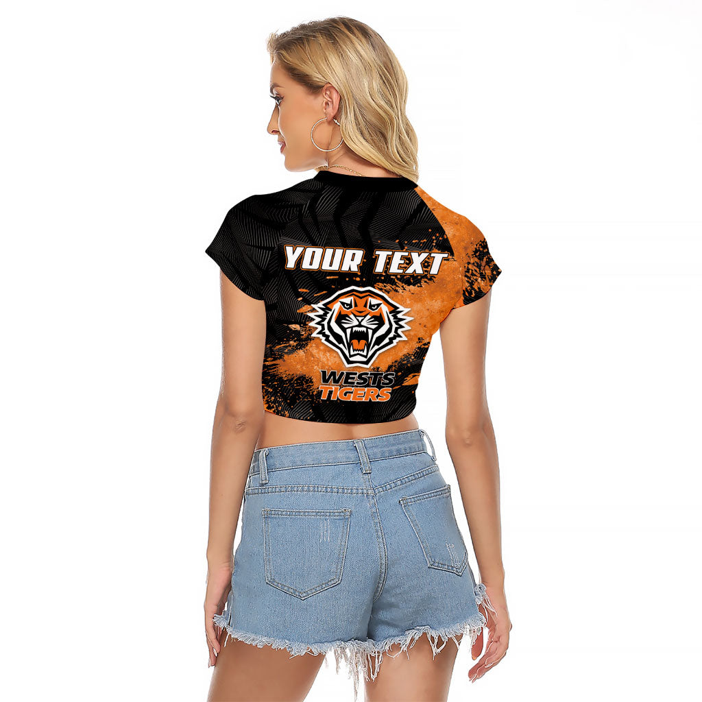 Personalized Wests Tigers Rugby Raglan Cropped T Shirt Tiger Mascot - Sporty Splash Art Style