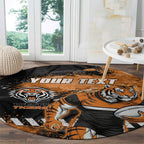 Personalized Wests Tigers Rugby Round Carpet Tiger Mascot - Sporty Splash Art Style