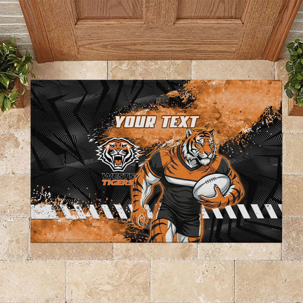 Personalized Wests Tigers Rugby Rubber Doormat Tiger Mascot - Sporty Splash Art Style