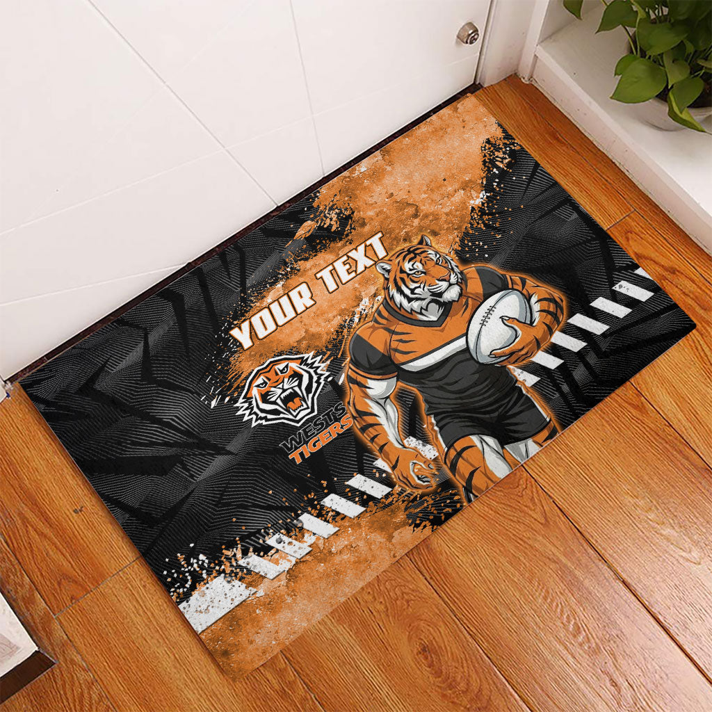 Personalized Wests Tigers Rugby Rubber Doormat Tiger Mascot - Sporty Splash Art Style