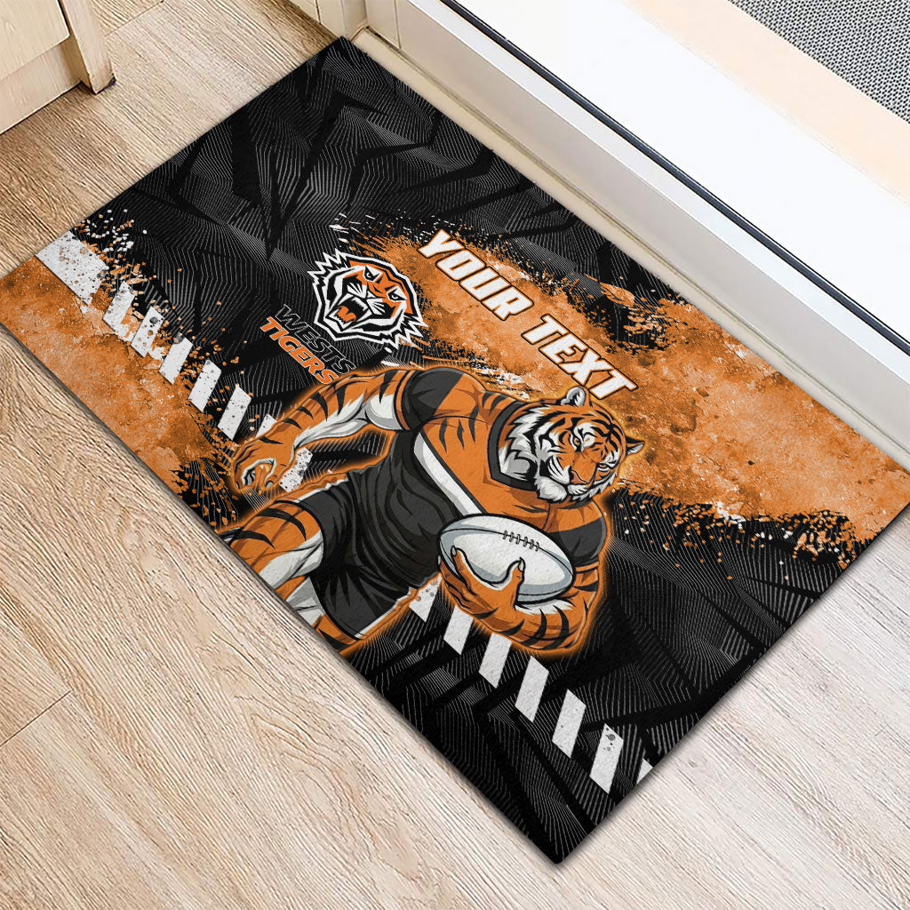 Personalized Wests Tigers Rugby Rubber Doormat Tiger Mascot - Sporty Splash Art Style