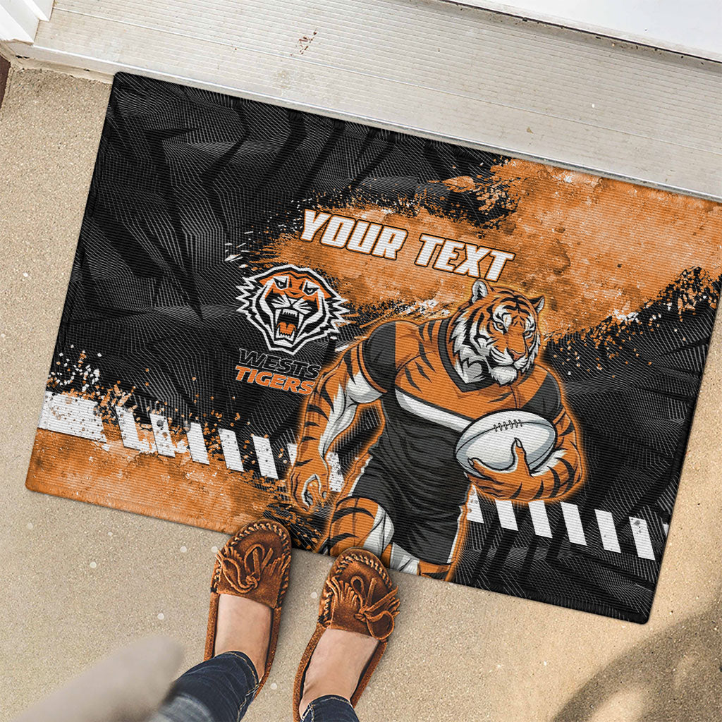 Personalized Wests Tigers Rugby Rubber Doormat Tiger Mascot - Sporty Splash Art Style