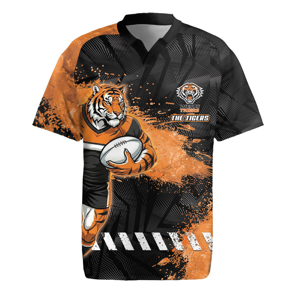 Personalized Wests Tigers Rugby Rugby Jersey Tiger Mascot - Sporty Splash Art Style