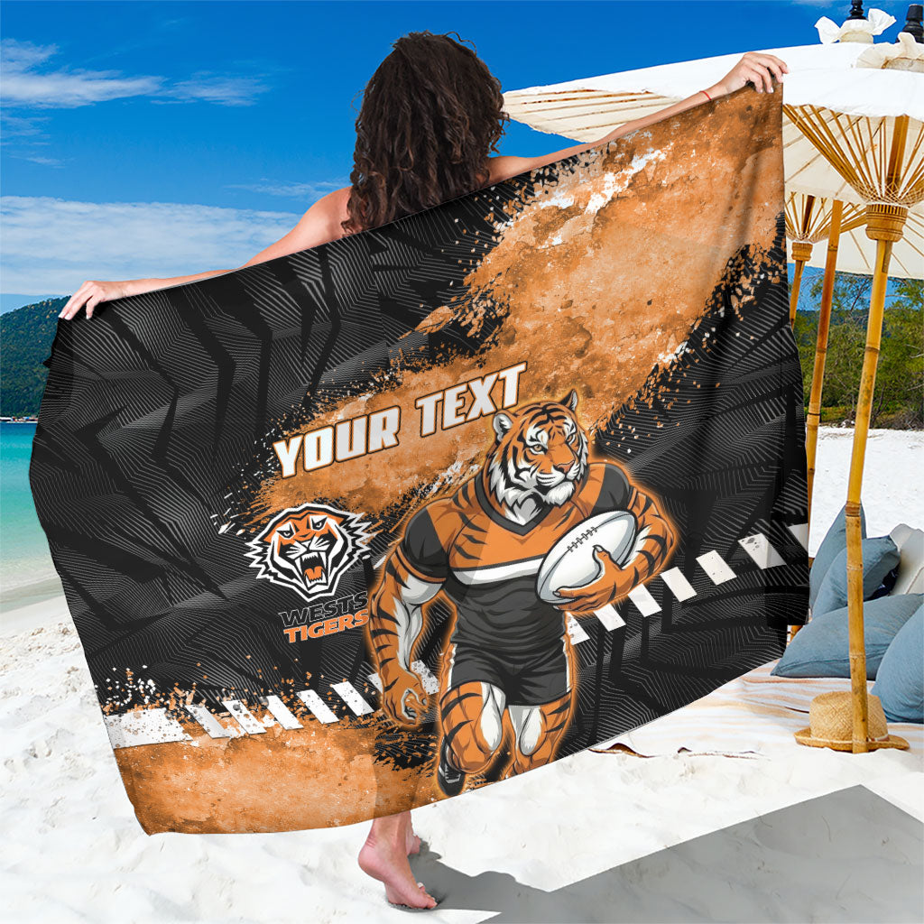Personalized Wests Tigers Rugby Sarong Tiger Mascot - Sporty Splash Art Style