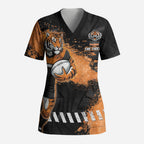 Personalized Wests Tigers Rugby Scrub Top Tiger Mascot - Sporty Splash Art Style