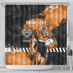 Personalized Wests Tigers Rugby Shower Curtain Tiger Mascot - Sporty Splash Art Style
