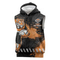 Personalized Wests Tigers Rugby Sleeveless Hoodie Tiger Mascot - Sporty Splash Art Style