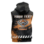 Personalized Wests Tigers Rugby Sleeveless Hoodie Tiger Mascot - Sporty Splash Art Style