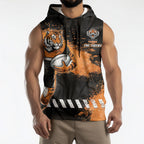 Personalized Wests Tigers Rugby Sleeveless Hoodie Tiger Mascot - Sporty Splash Art Style