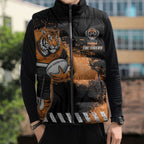 Personalized Wests Tigers Rugby Sleeveless Puffer Jacket Tiger Mascot - Sporty Splash Art Style