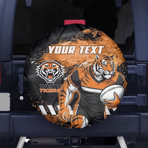 Personalized Wests Tigers Rugby Spare Tire Cover Tiger Mascot - Sporty Splash Art Style
