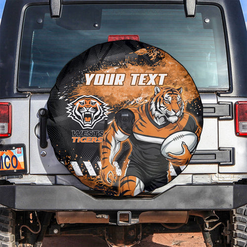 Personalized Wests Tigers Rugby Spare Tire Cover Tiger Mascot - Sporty Splash Art Style