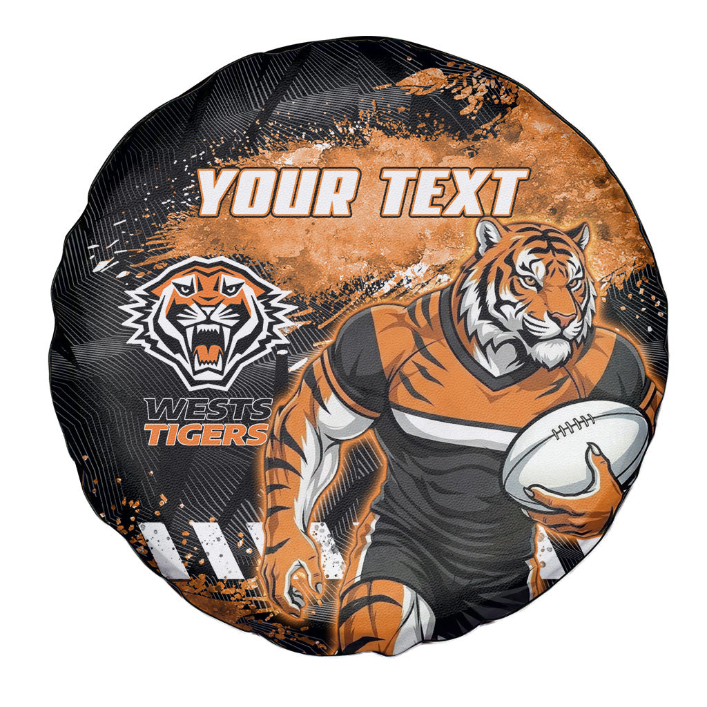 Personalized Wests Tigers Rugby Spare Tire Cover Tiger Mascot - Sporty Splash Art Style
