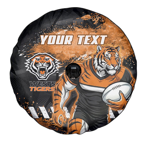Personalized Wests Tigers Rugby Spare Tire Cover Tiger Mascot - Sporty Splash Art Style