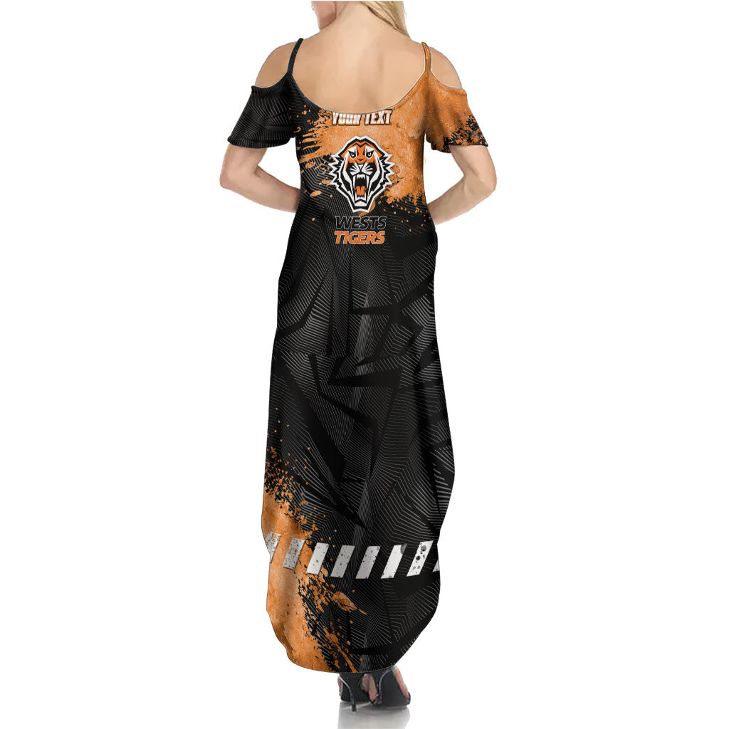 Personalized Wests Tigers Rugby Summer Maxi Dress Tiger Mascot - Sporty Splash Art Style