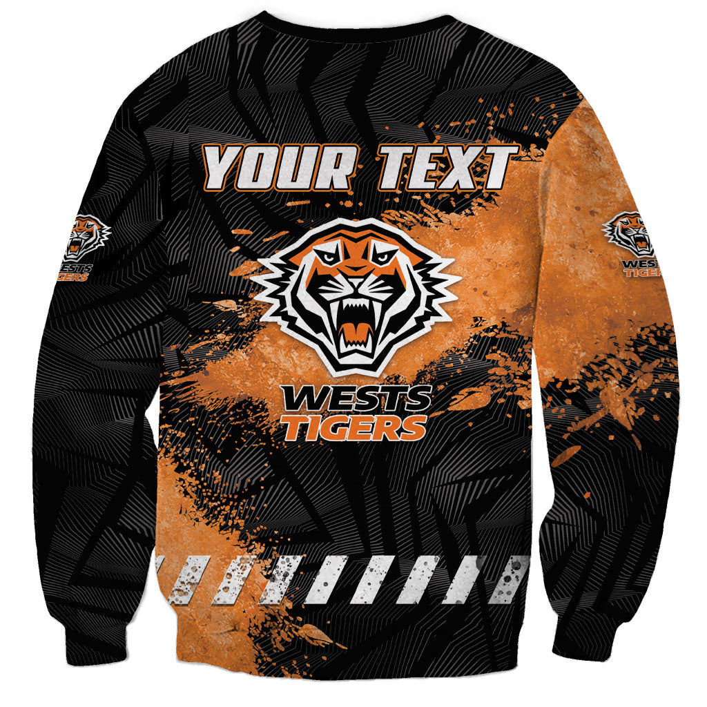 Personalized Wests Tigers Rugby Sweatshirt Tiger Mascot - Sporty Splash Art Style