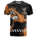 Personalized Wests Tigers Rugby T Shirt Tiger Mascot - Sporty Splash Art Style