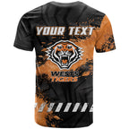 Personalized Wests Tigers Rugby T Shirt Tiger Mascot - Sporty Splash Art Style