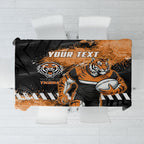 Personalized Wests Tigers Rugby Tablecloth Tiger Mascot - Sporty Splash Art Style