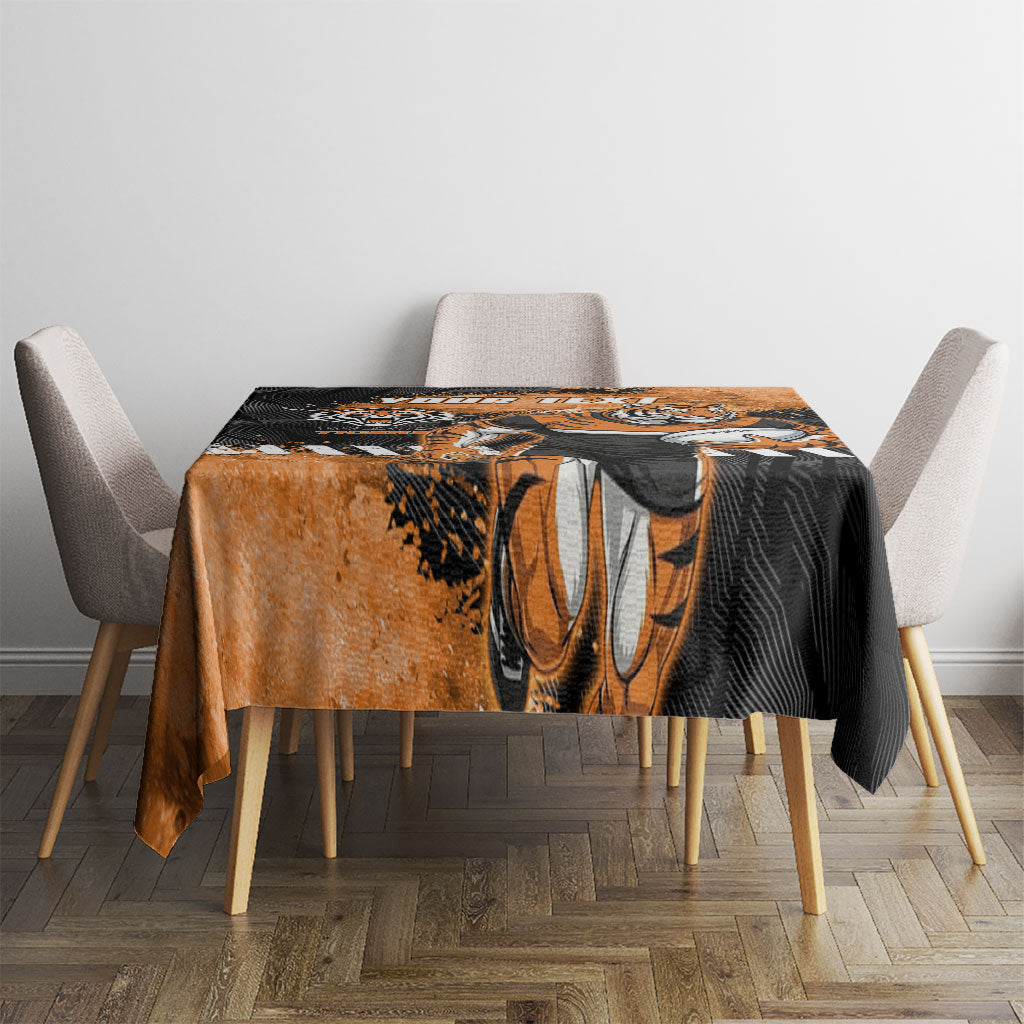 Personalized Wests Tigers Rugby Tablecloth Tiger Mascot - Sporty Splash Art Style