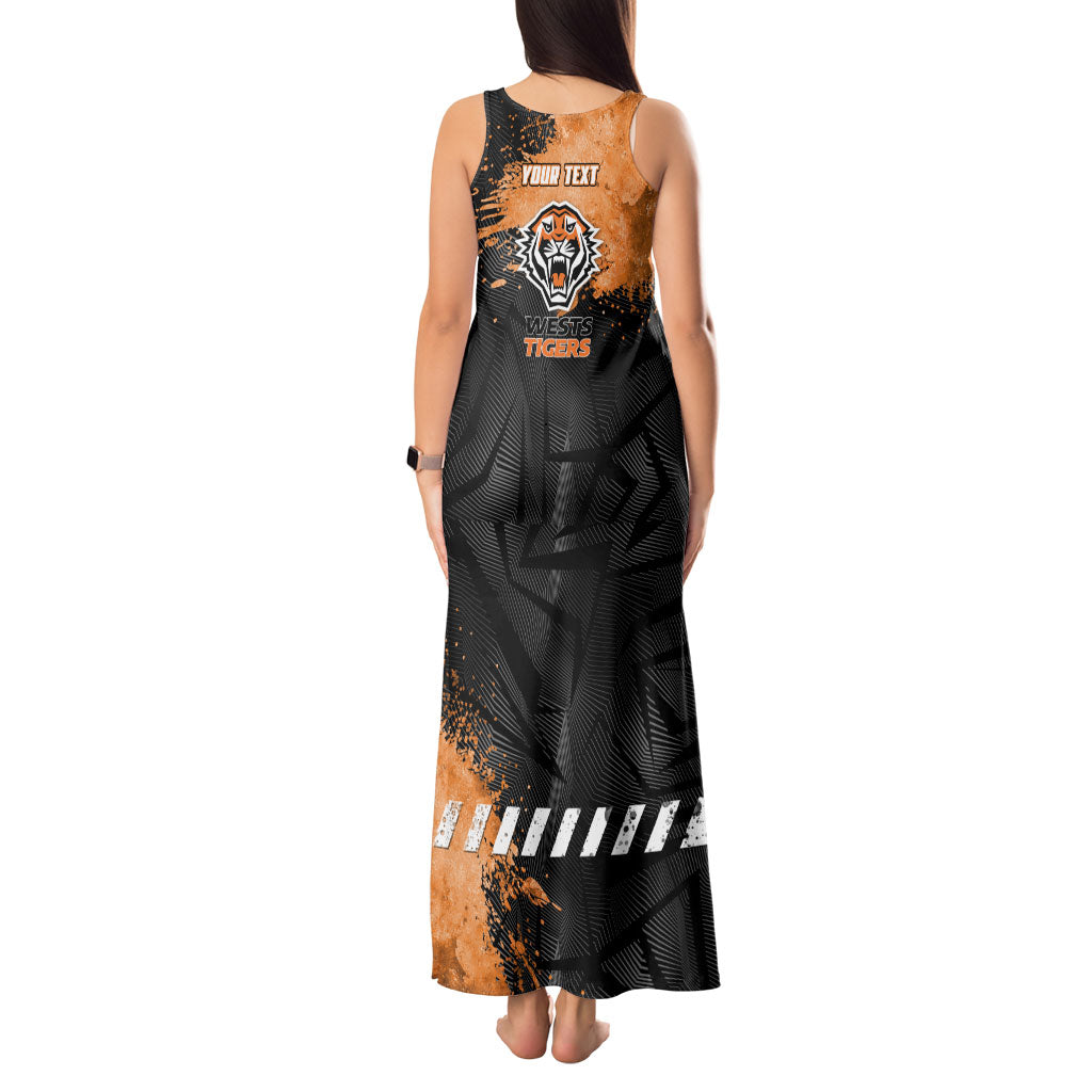 Personalized Wests Tigers Rugby Tank Maxi Dress Tiger Mascot - Sporty Splash Art Style