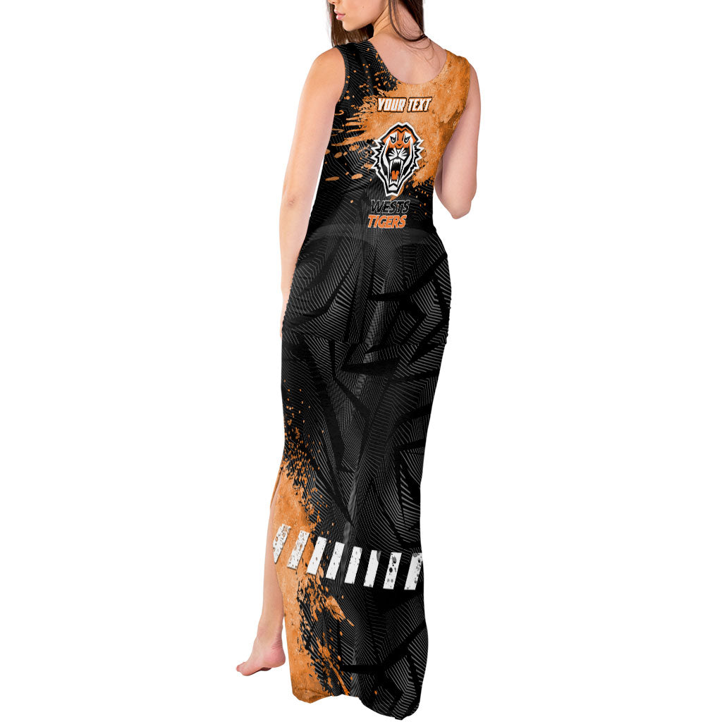 Personalized Wests Tigers Rugby Tank Maxi Dress Tiger Mascot - Sporty Splash Art Style