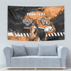 Personalized Wests Tigers Rugby Tapestry Tiger Mascot - Sporty Splash Art Style