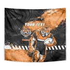 Personalized Wests Tigers Rugby Tapestry Tiger Mascot - Sporty Splash Art Style