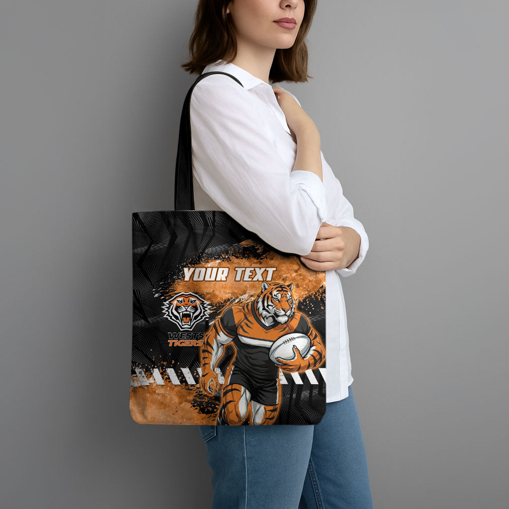Personalized Wests Tigers Rugby Tote Bag Tiger Mascot - Sporty Splash Art Style