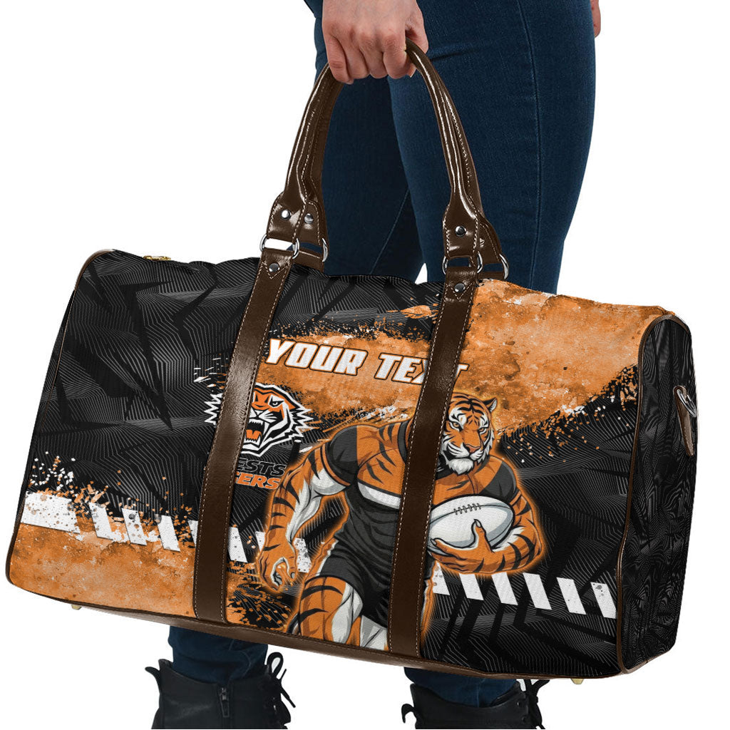 Personalized Wests Tigers Rugby Travel Bag Tiger Mascot - Sporty Splash Art Style