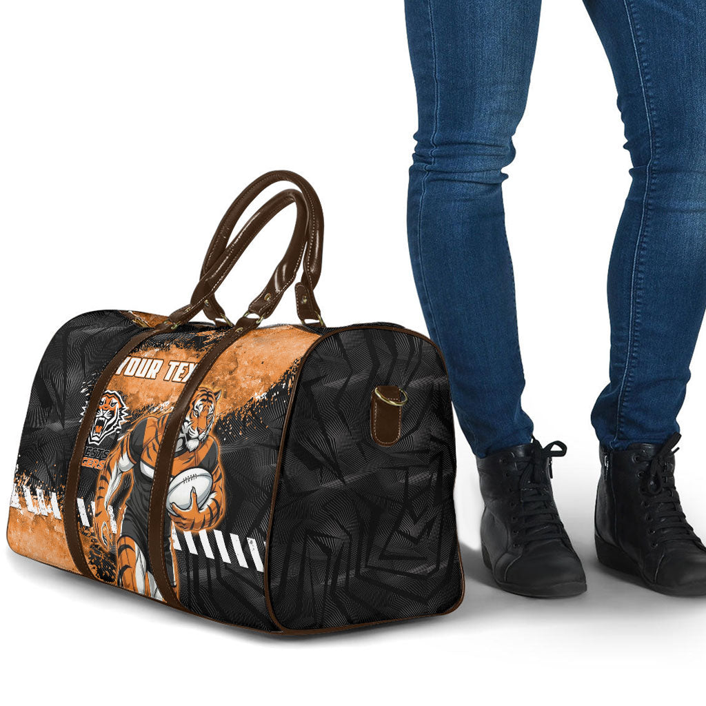 Personalized Wests Tigers Rugby Travel Bag Tiger Mascot - Sporty Splash Art Style